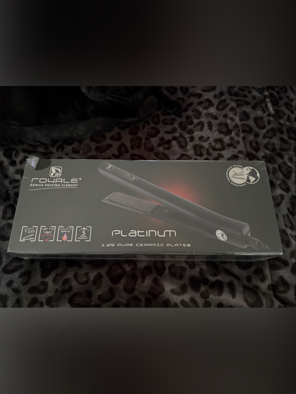 Royale Platinum 1.25" Ceramic Flat Iron in Black
